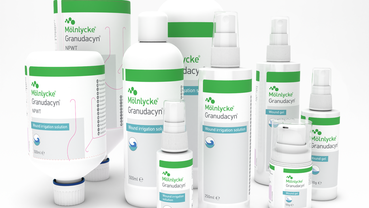 Granudacyn®, a range of solutions for wound cleansing and moisturizing.