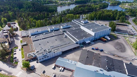 helicopter view of Mölnlycke factory in Mikkeli, Finland