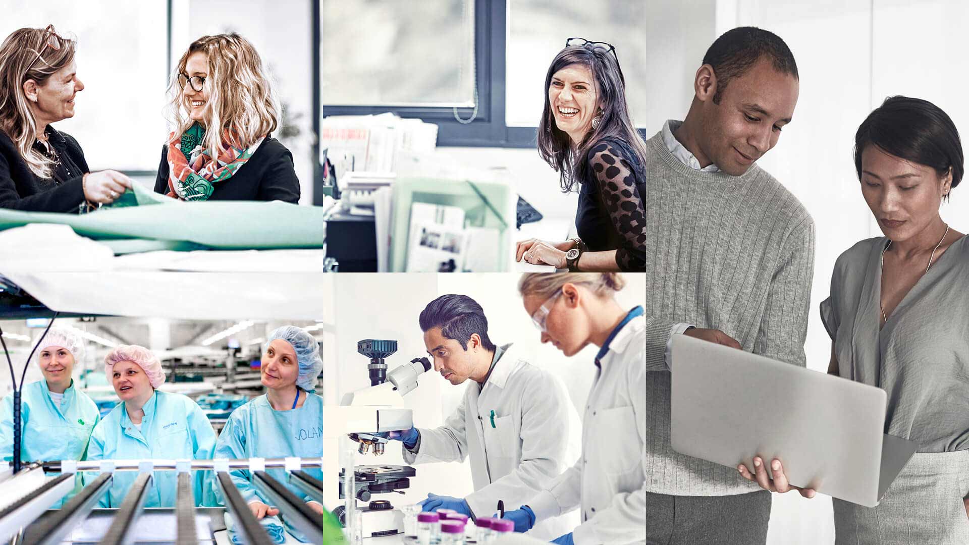 collage of Mölnlycke employees at work