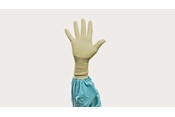 Hand donned in Biogel glove