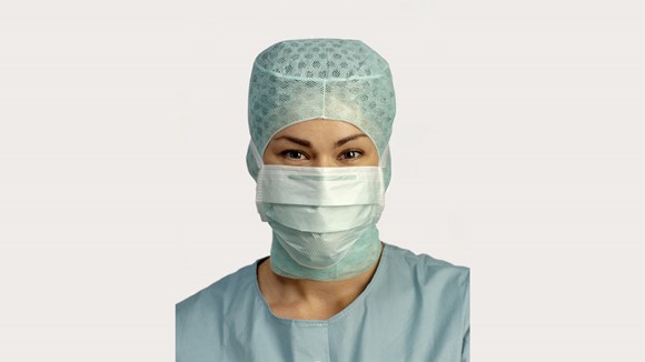 clinician wearing a BARRIER medical face mask special