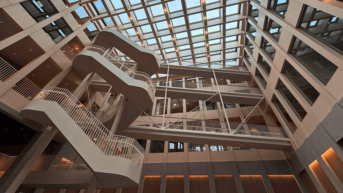 An interior view of the M&ouml;lnlycke Health Care headquarters. Photo. 