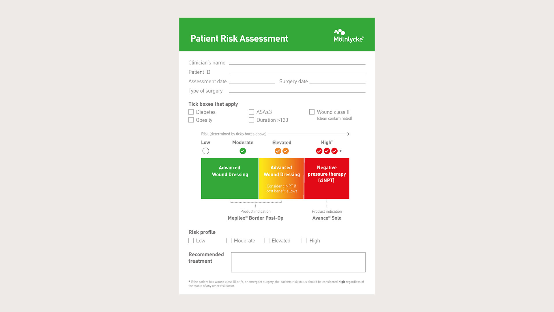 visual of the downloadable risk assessment form