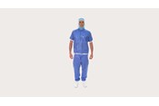 vista frontale di un medico che indossa la divisa Clean Air Suit BARRIER
